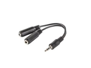 Cablu adaptor Lanberg jack stereo (M) -> jack stereo (F) X2 10cm, negru