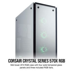Case Corsair Crystal 570X Mirror RGB Mid Tower, Tempered Glass, Black