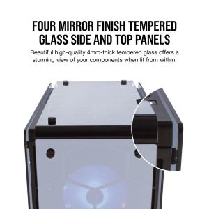 Кутия Corsair Crystal 570X Mirror RGB Mid Tower, Tempered Glass, Черна