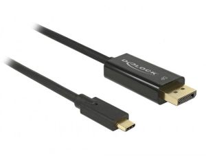 Конвертор Delock, USB-C мъжко - DisplayPort мъжко, 4K 60 Hz, 2 m, Черен