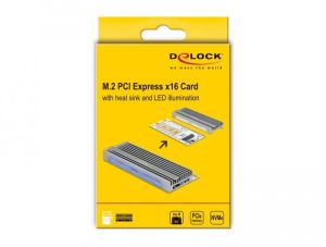 PCI Express x16 (x1 / x4 / x8) карта Delock, за M.2 NVMe M.2 Key M, RGB LED