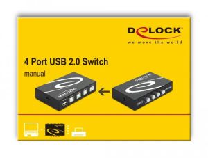 Превключвател Delock Ръчен, 4 x USB 2.0 порта, Черен