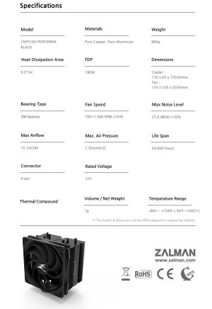 Zalman охладител за процесор CPU Cooler CNPS10X PERFORMA BLACK