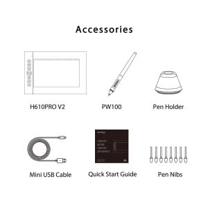 Tableta grafica HUION H610PRO V2, USB, Neagra