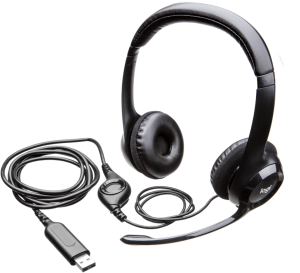 Слушалки с микрофон Logitech H390, USB, Черен