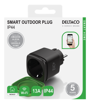 DELTACO SMART HOME smart outdoor plug, WiFi 2,4GHz, IP44