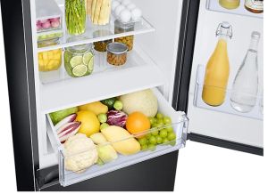 Хладилник Samsung RB34T672EBN/EF, Refrigerator with SpaceMax Technology, Fridge Freezer, Total 344 l, refrigerator 230 l, freezer 114 l, Energy Efficiency E, All-Around Cooling, No frost, Power Cool function, External Display, 35 dB, 185.3/59.5/65.8, Blac