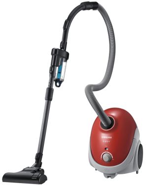 Samsung VCC52U6V3R/BOL Vacuum Cleaner, 750W, Suction Power 200W, Bag Type, Telescopic Steel with Cyclone Filter, red