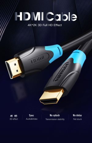 Cablu Vention HDMI v2.0 M / M 4K/60Hz Aur - 3M Negru - AACBI