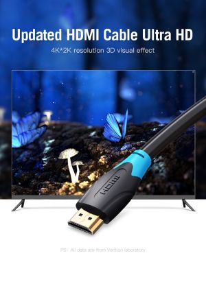 Cablu Vention HDMI v2.0 M / M 4K/60Hz Aur - 2M Negru - AACBH
