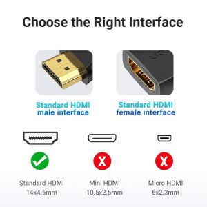 Vention Adapter HDMI Vertical Flat 270 Degree M/F - AIQB0