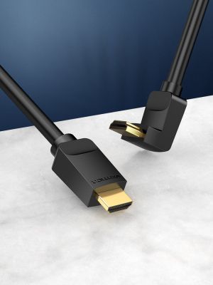 Vention Kabel HDMI Unghi drept 90 de grade v2.0 M / M 4K/60Hz Aur - 2M Negru - AARBH