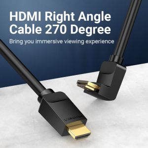 Cablu Vention HDMI Unghi drept 270 grade v2.0 M / M 4K/60Hz Aur - 1,5M Negru - AAQBG