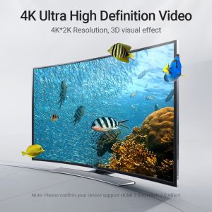 Cablu Vention HDMI Unghi drept 270 grade v2.0 M / M 4K/60Hz Aur - 1,5M Negru - AAQBG
