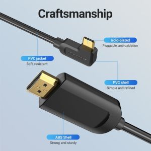 Vention Кабел Type-C to HDMI Cable Right Angle 1.5M Black - CGVBG