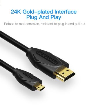Vention Кабел Micro HDMI2.0 Cable 1.5M Black - VAA-D03-B150