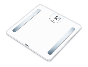 Scale Beurer BF 600 BF diagnostic bathroom scale in pure white, Weight, body fat, body water, muscle percentage, bone mass, AMR/BMR calorie display; BMI calculation; White illuminated display; Bluetooth; 180 kg / 100 g