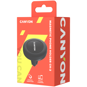 CANYON CH-2, Car Holder for Smartphones,magnetic suction function,with 2 plates(rectangle/circle), black,44*44*40mm 0.035kg