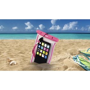 Geantă pentru smartphone HAMA Playa, mărime XXL, impermeabilă IPX8, transparentă/roz
