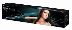 Press Beurer HS 50 Ocean Hair straightener, LED display, Ceramic keratin coating, Variable temperature control (120-220 °), Spring-mounted hot plates, Button lock, Operation status display, Automatic switch-off after 30 minutes, Transport lock