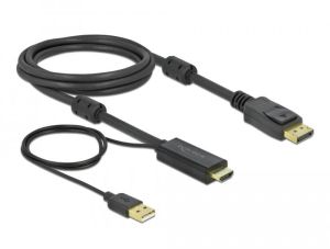 Cablu Delock HDMI tată - DisplayPort USB tată, 4K 30 Hz, 2 m, Negru