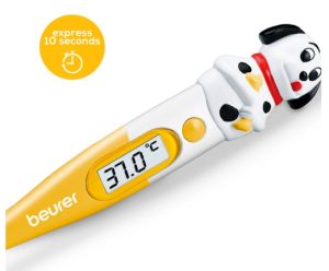 Thermometer Beurer BY 11 Dog clinical thermometer, Contact-measurement technology, temperature alarm as from 37.8 C°, Display in C° and F°, Flexible measuring tip; Protective cap; Waterproof tip and display