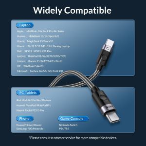 Orico Cable USB C-to-C PD 100W Charging 1.5m Black - C2CZ-BK-15
