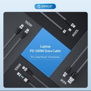 Cablu Orico Cablu USB C-la-C PD 100W Încărcare 1,0 m Negru - C2CZ-BK-10