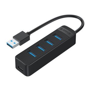 Orico USB3.0 HUB 4 port - Type C input, 0.15m cable, aux Type-C power input - TWU3-4A-BK