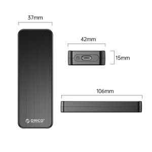 Orico Storage - Case - M.2 NVMe M key - USB3.1 Gen2 Type-C, 10Gbps - HM2-G2-BK