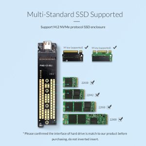 Orico Storage - Case - M.2 NVMe M key - USB3.1 Type-C - TCM2-C3-BK