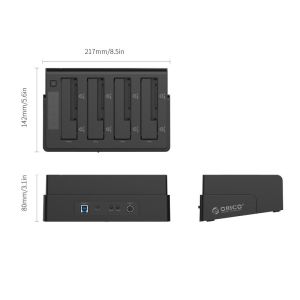 Orico Storage - HDD/SSD Dock/Duplicator - 4x 2.5 and 3.5 inch USB3.0, black - 6648US3-C