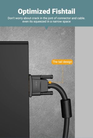 Cablu cablu monitor Vention VGA HD15 M / M 2,0 m placat cu aur, 2 ferite - DAEBH