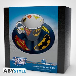 Комплект ABYSTYLE DC COMICS Mirror mug & plate set Logo, Чаша, Подложка с емблеми