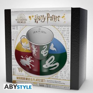Комплект ABYSTYLE HARRY POTTER Mirror mug & plate set Sorted, Чаша, Подложка с емблеми