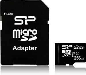 Card de memorie Silicon Power Elite, 256 GB, Micro SDHC/SDXC, UHS-I, Adaptor SD