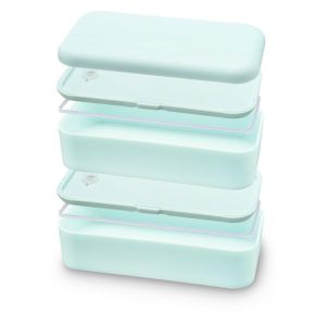  Xavax To Go  Bento Box, 2 Stackable Lunchboxes, 500 ml per Chamber, pastel blue 
