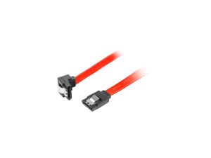 Cablu Lanberg SATA DATA II (3GB/S) Cablu F/F 30cm cleme metalice înclinate, roșu