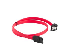 Кабел Lanberg SATA DATA II (3GB/S) F/F cable 30cm metal clips angled, red