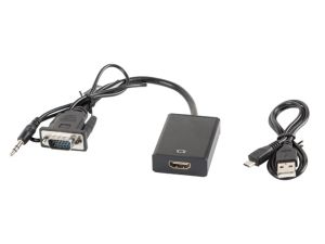 Adapter Lanberg adapter VGA (f) + audio 3.5mm jack -> HDMI (m)