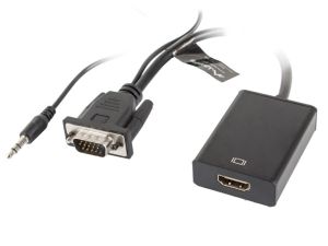Adapter Lanberg adapter VGA (f) + audio 3.5mm jack -> HDMI (m)