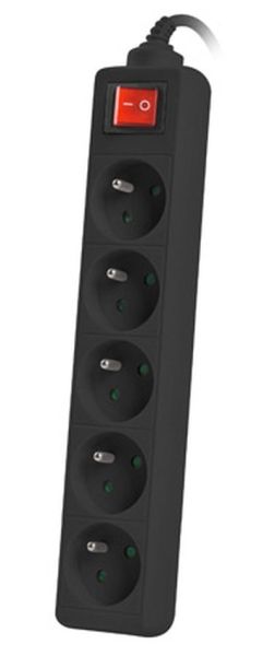 Разклонител Lanberg power strip 1.5m, 5 sockets, french with circuit breaker quality-grade copper cable, black