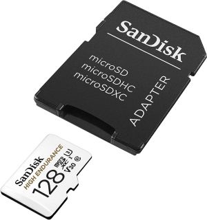 Карта памет SANDISK High Endurance micro SDXC UHS-I, U3, SD Адаптер, 128GB, Class 10, 100Mb/s
