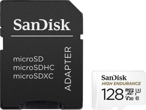 Card de memorie SANDISK High Endurance micro SDXC UHS-I, A1, Adaptor SD, 128 GB, Clasa 10, 100 Mb/s