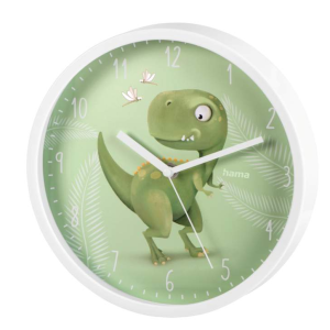 Ceas de perete pentru copii Hama "Happy Dino", Diametru 25 cm, Nivel redus de zgomot