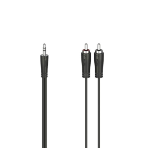 Cablu audio HAMA, mufă 3,5 mm tată - 2 x RCA tată, 5m, Negru