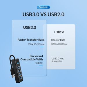 Orico HUB USB3.0 3 porturi - 2 x USB3.0, 1 x tip C, negru - PWC2U-U3-015-BK