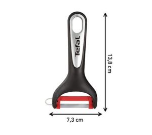 Peeler Tefal K2071814, Ingenio, Peeler "Y", Kitchen tool, Nylon/fiberglass, 25.4x9.4x2.4cm, Up to 230°C, Dishwasher safe, black and red