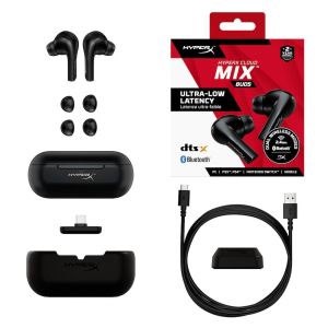 Căști Bluetooth pentru jocuri cu microfon HyperX Cloud MIX Buds Black True Wireless 4P5D9AA