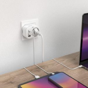 Hama 4-Way Multi-Adapter for Socket, 1 USB-C PD, 2 USB-A, 1 Earthed Contact, 20W
